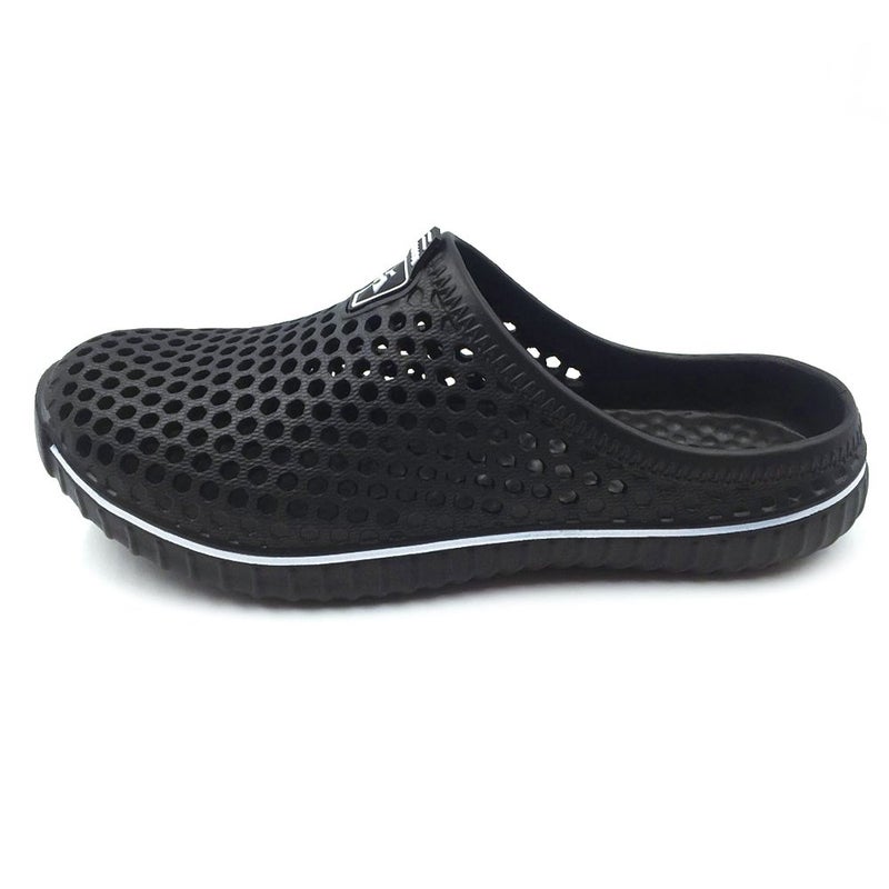 Amoji Garden Clogs Shower Shoes Rubber Sandals Yard Beach Pool House Summer Slipper 1702 Black 9 Women/7.5 Men - Image 3